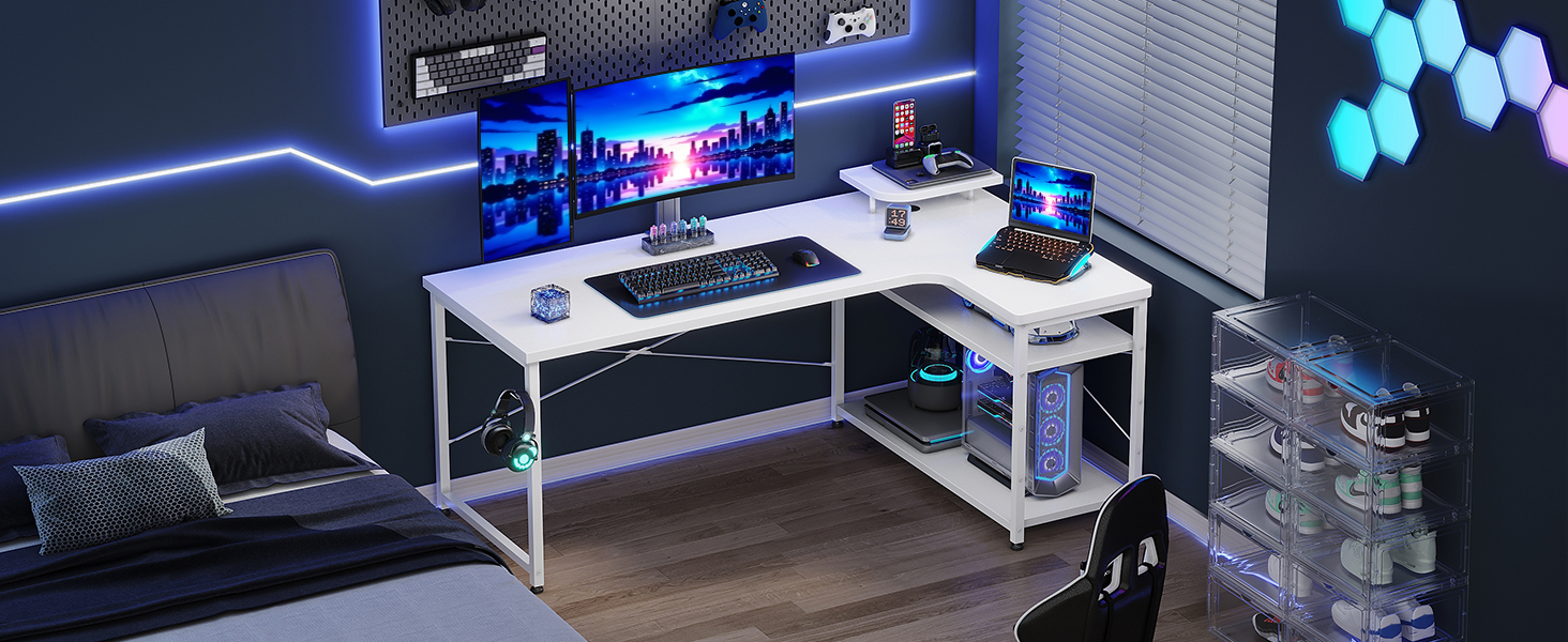 ODK ゲーミングデスク L字 パソコンデスク 幅110 デスク desk 机 pc